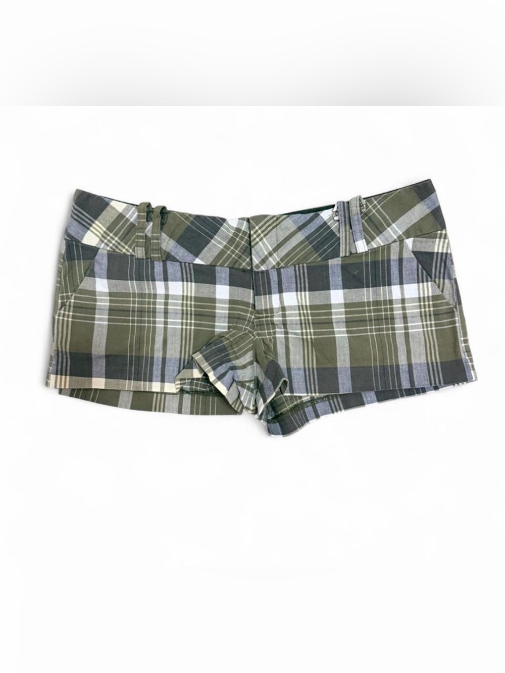 Wet Seal Olive Green Plaid Jean Shorts